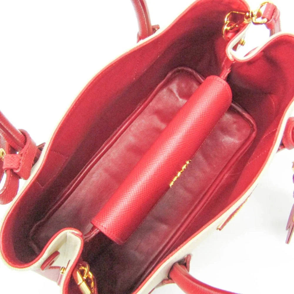 PRADA Cream Leather Shoulder Bag